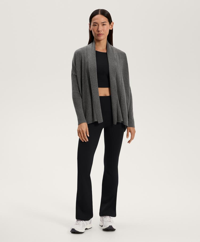 Плетеный кардиган с элементами ребристого узора