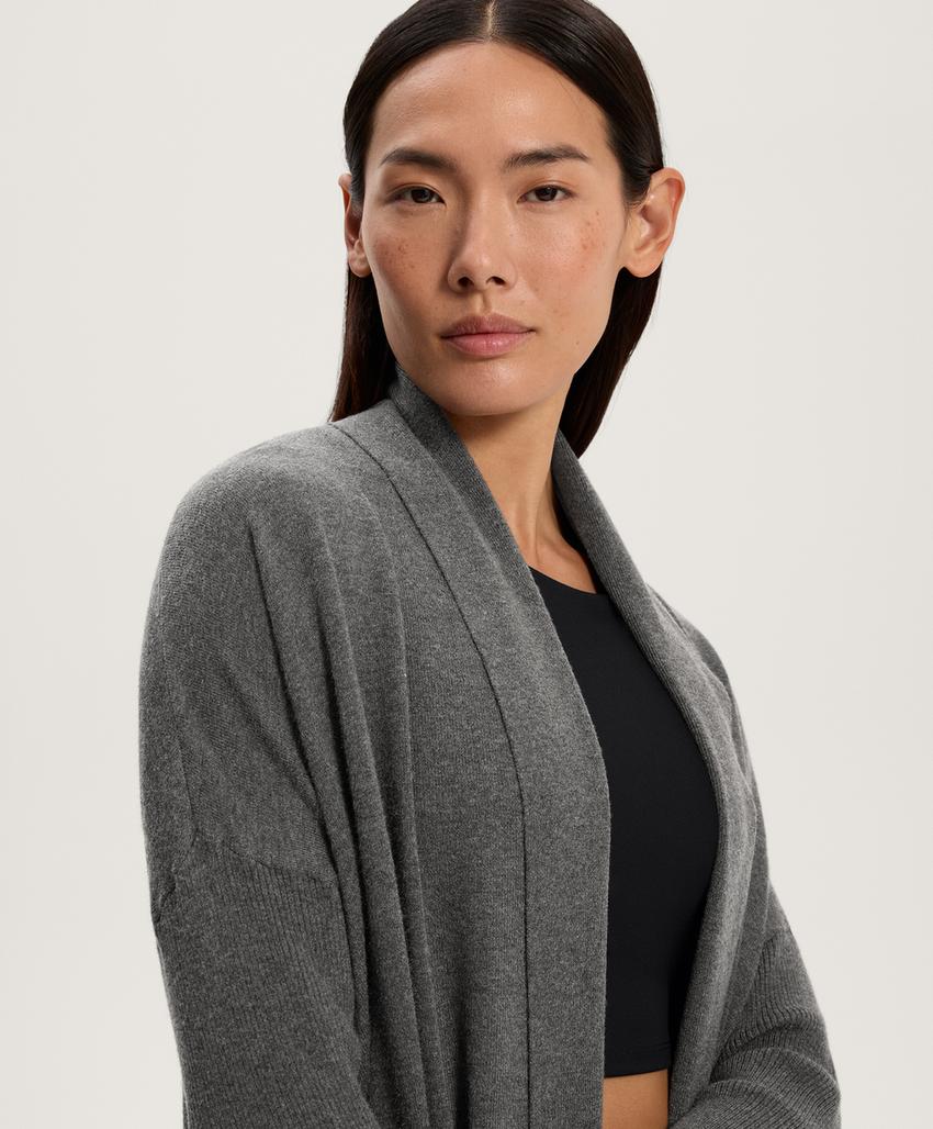 Плетеный кардиган с элементами ребристого узора