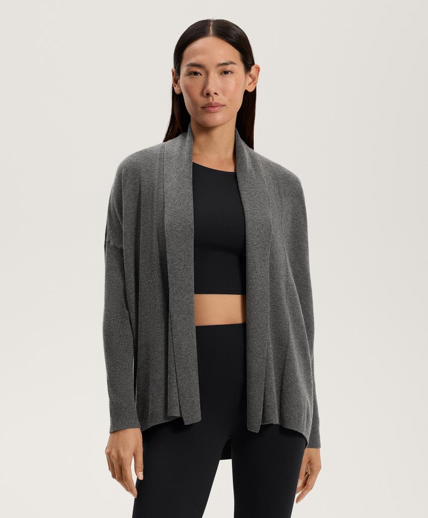 Плетеный кардиган с элементами ребристого узора