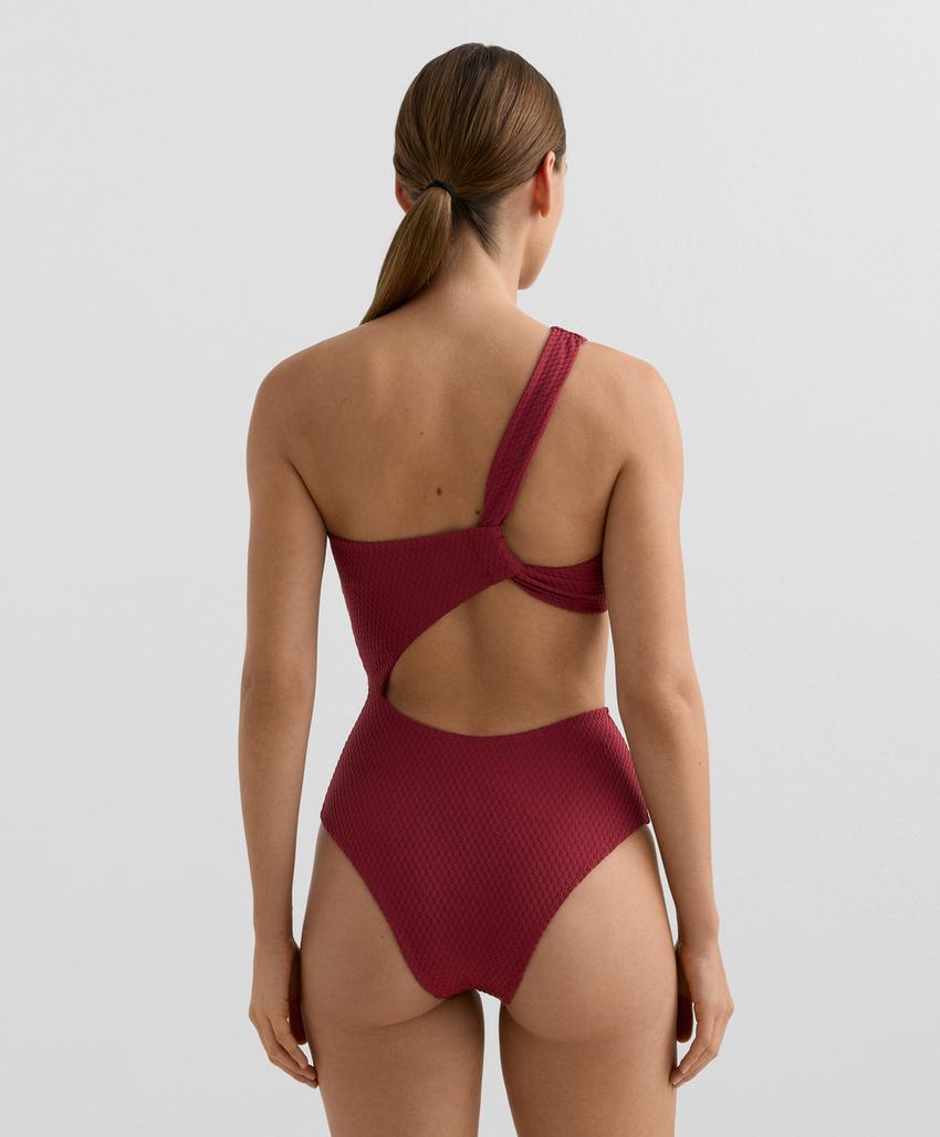 Мини-бикини с асимметричным дизайном из джаккарда в клетку