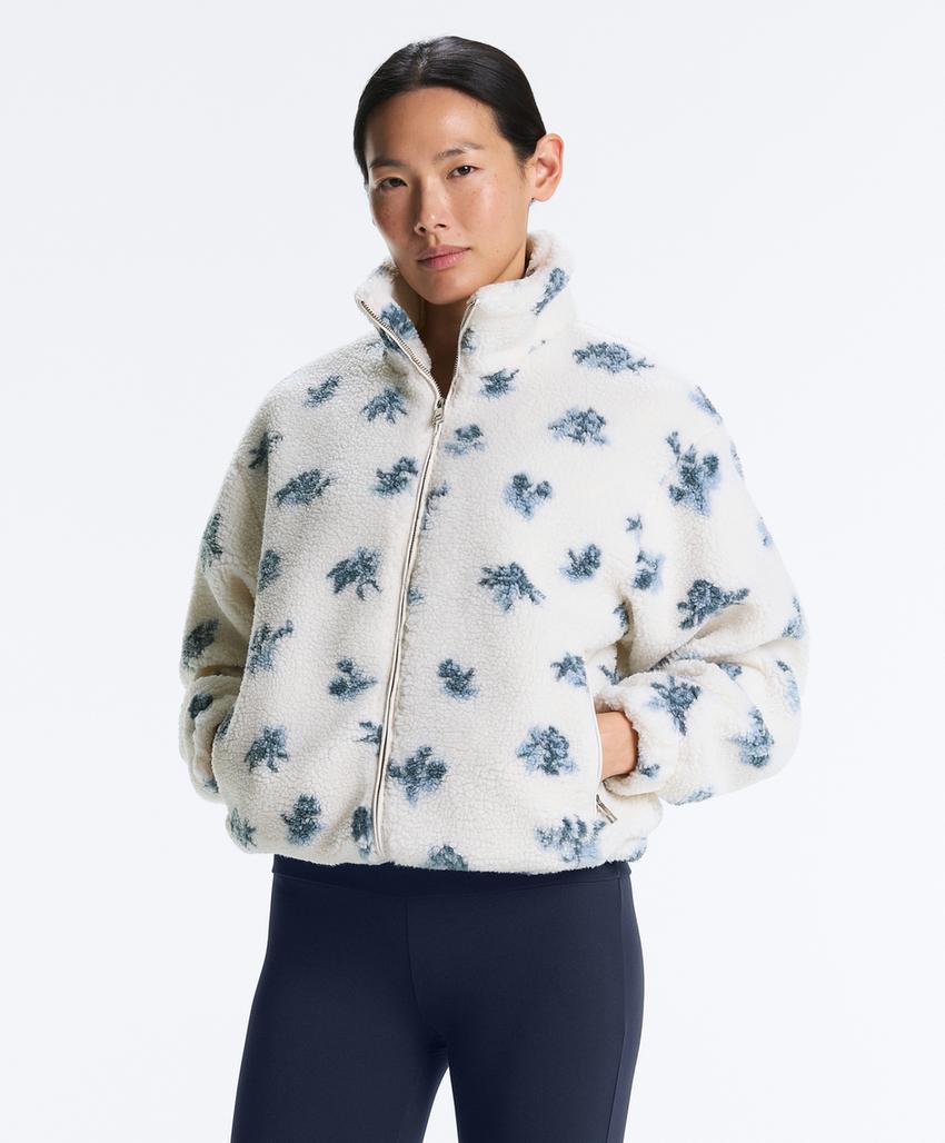 Пальто с имитацией овчины и цветочным узором