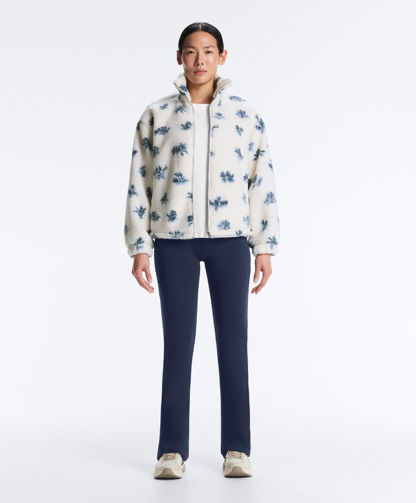 Пальто с имитацией овчины и цветочным узором