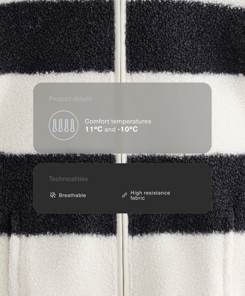 Куртка-бомбер из искусственной овчины в полоску