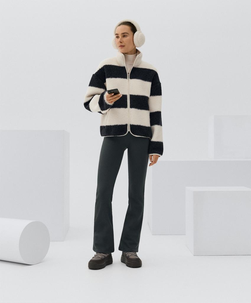 Куртка-бомбер из искусственной овчины в полоску