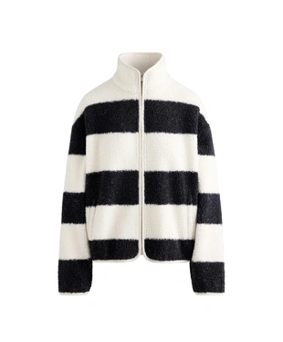 Куртка-бомбер из искусственной овчины в полоску- Заказать в России