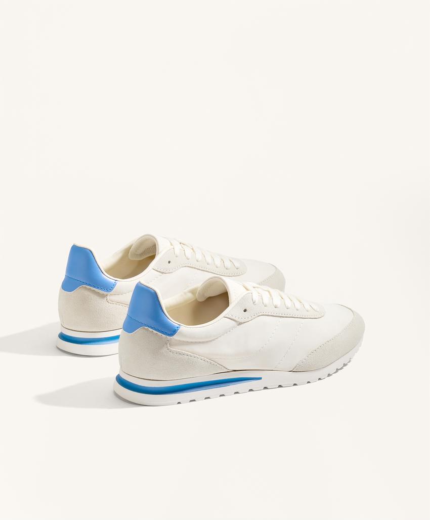 Кроссовки из нейлона с замшевыми вставками