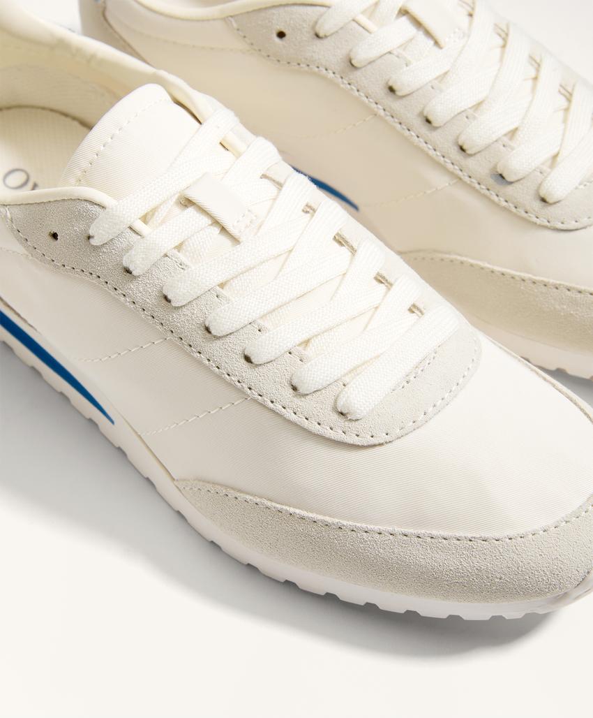 Кроссовки из нейлона с замшевыми вставками