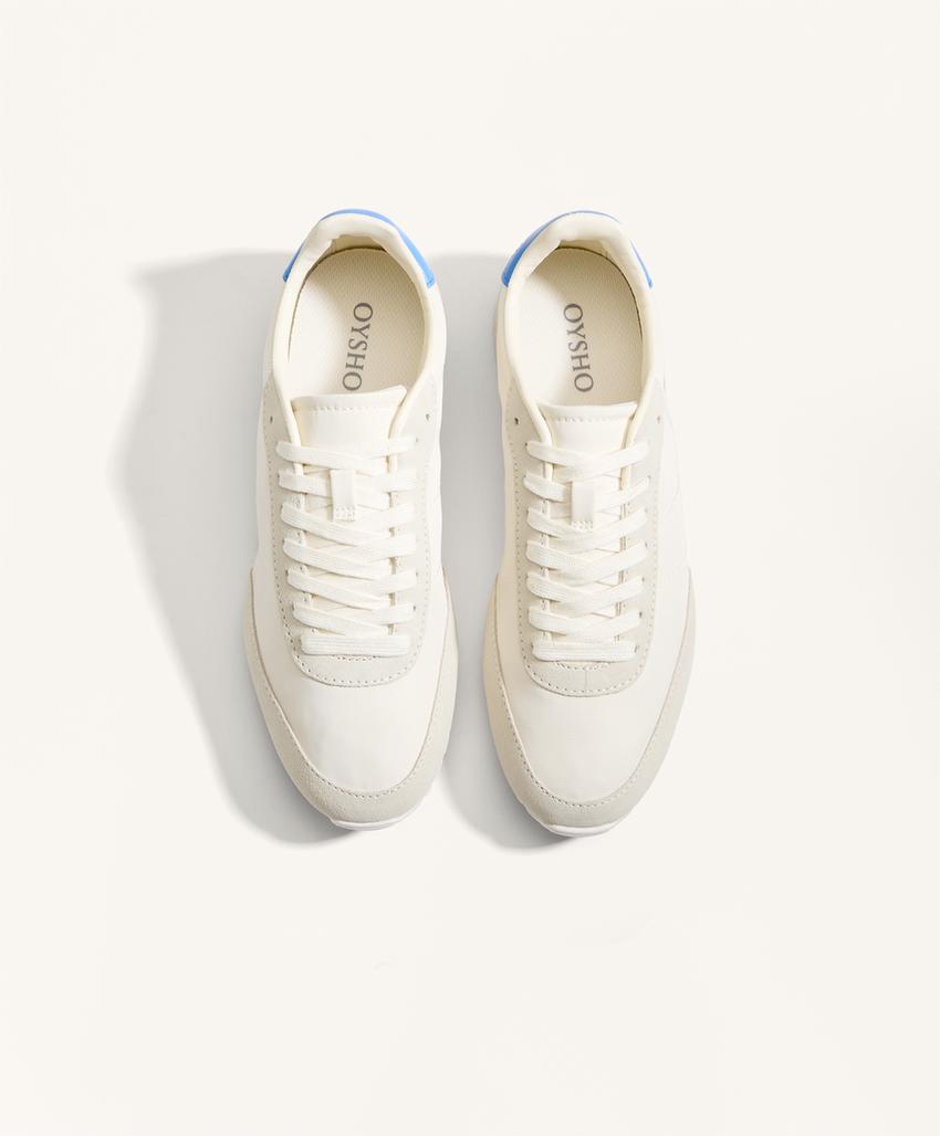 Кроссовки из нейлона с замшевыми вставками