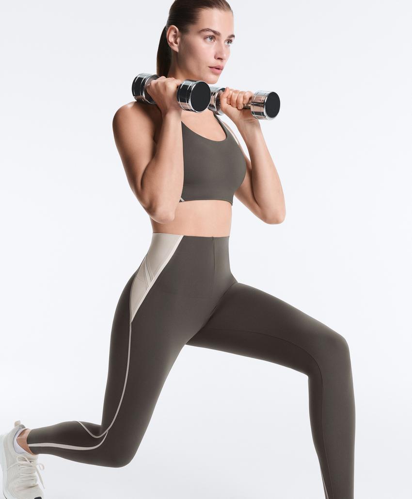 High-rise Compressive reflective core control ankle-length leggings