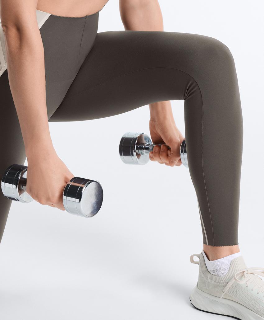 High-rise Compressive reflective core control ankle-length leggings