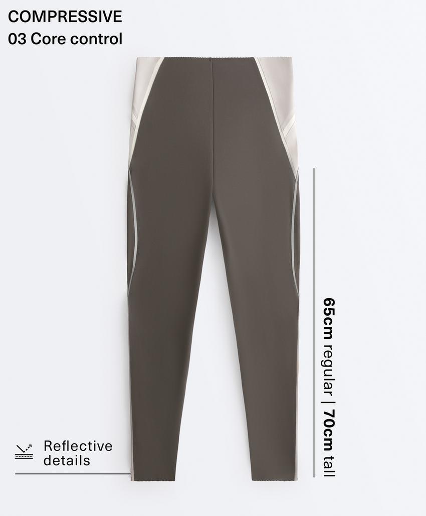 High-rise Compressive reflective core control ankle-length leggings
