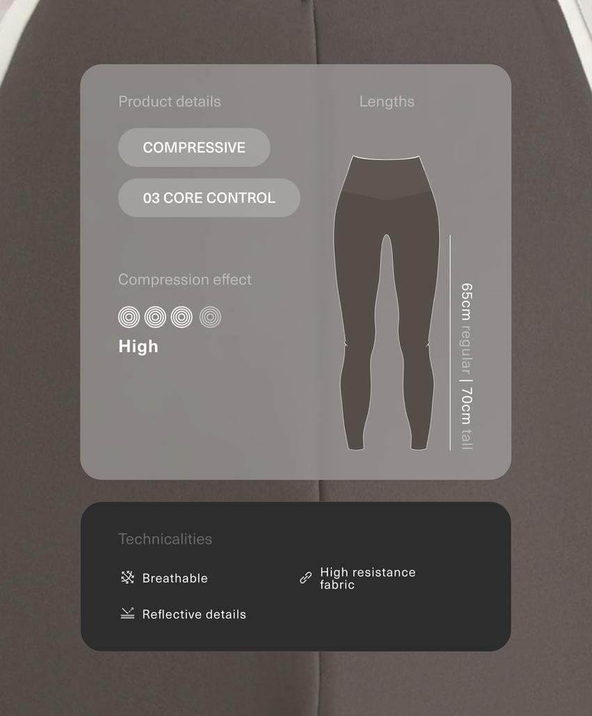 High-rise Compressive reflective core control ankle-length leggings