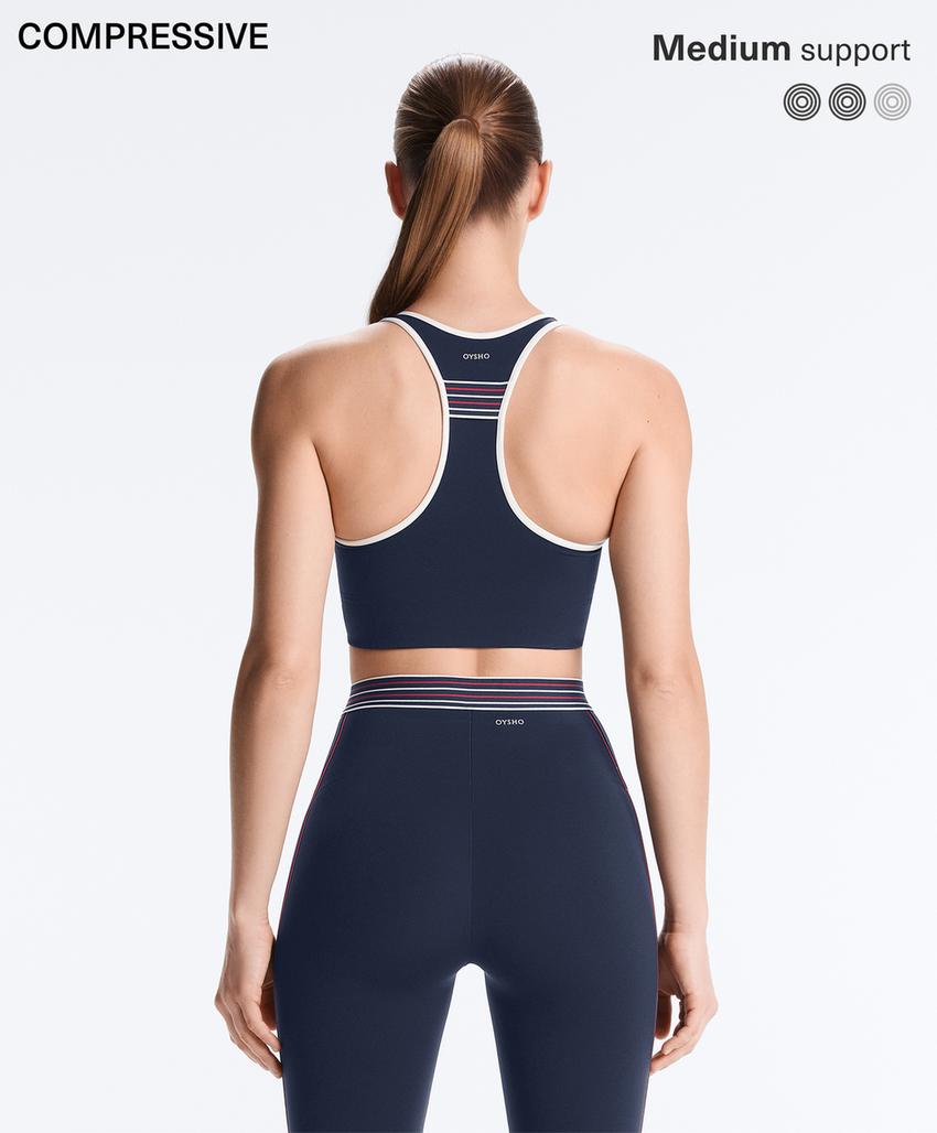 Спортивный топ средней поддержки с резиновыми вкладышами