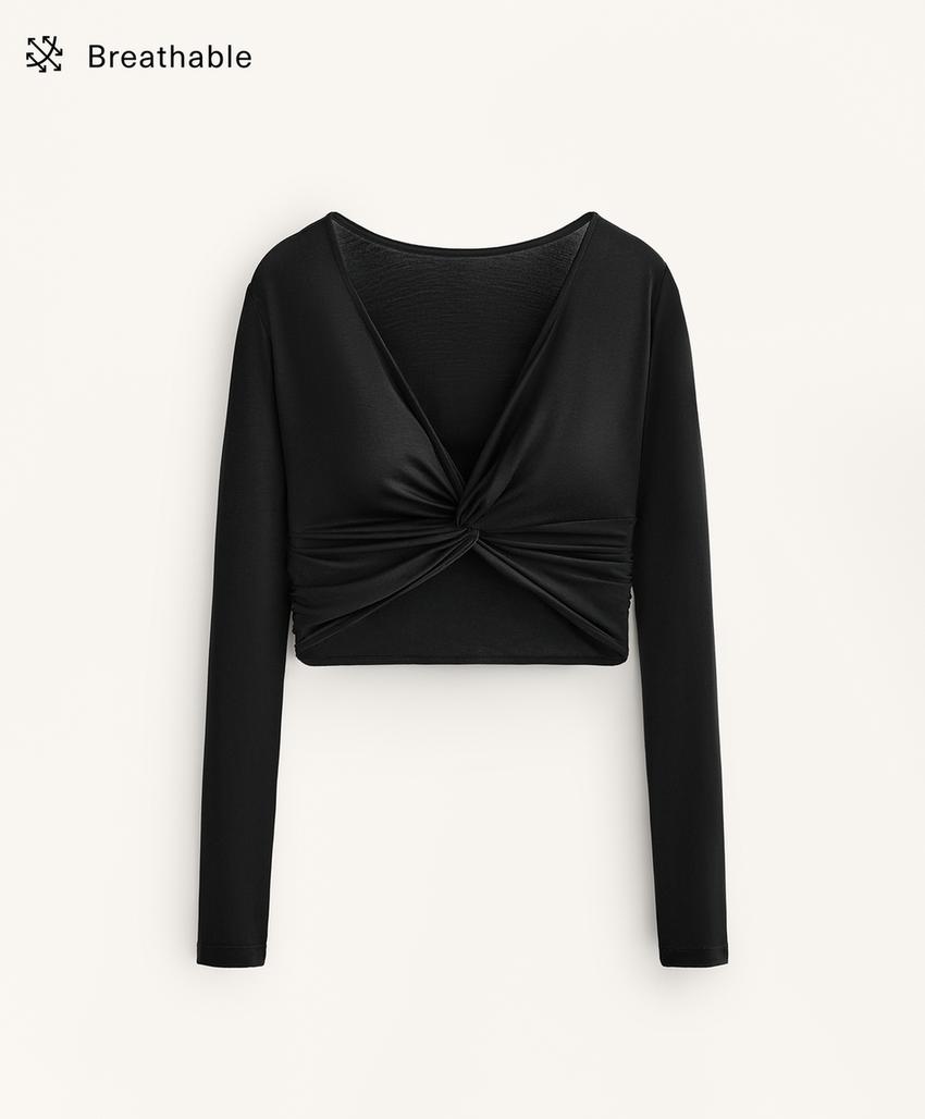 Футболка из смеси лиоцелла с длинным рукавом и завязкой многофункциональная