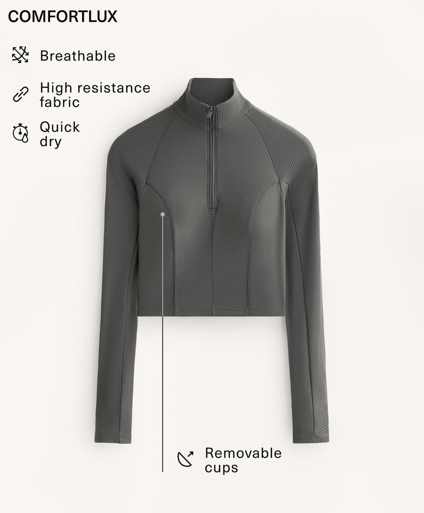 Футболка с длинным рукавом и ребристыми вставками comfortlux