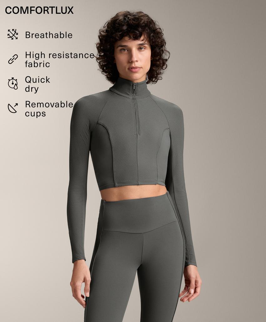 Футболка с длинным рукавом и ребристыми вставками comfortlux