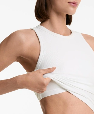 Удлиненный топ-майка в рубчик из смесового модала- Заказать в России