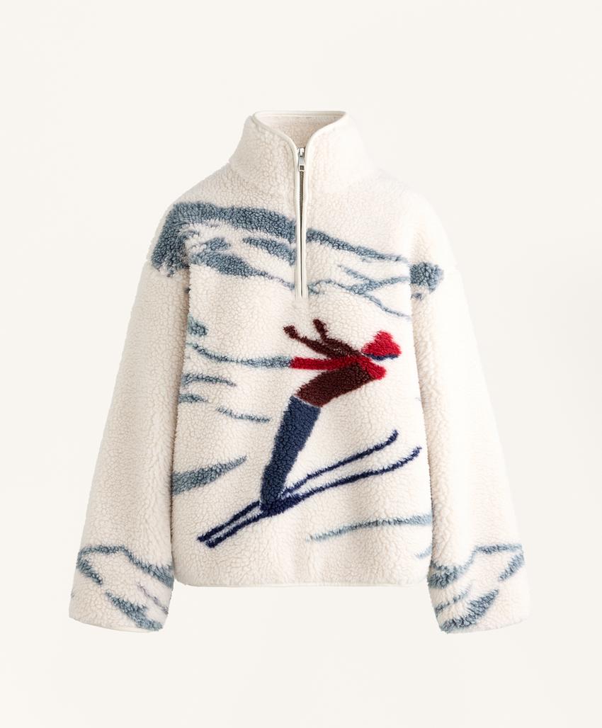 Эко-овчина куртка с застежкой на молнии для лыжников