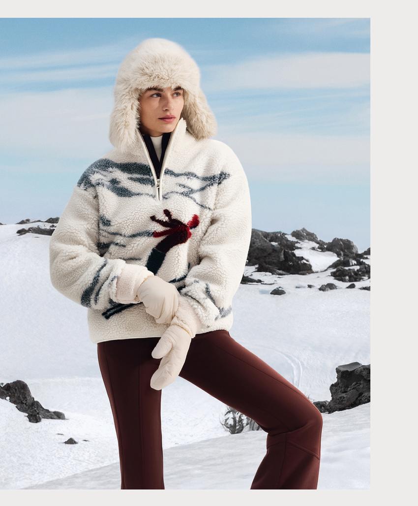 Эко-овчина куртка с застежкой на молнии для лыжников