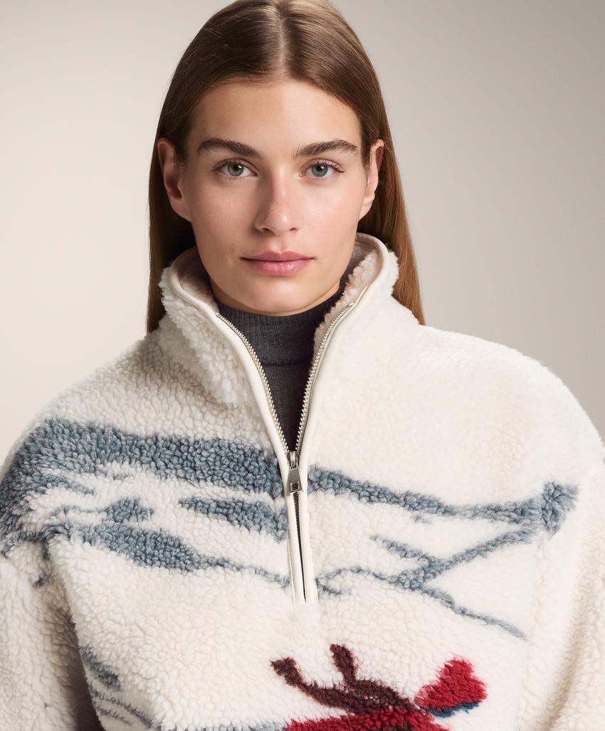 Эко-овчина куртка с застежкой на молнии для лыжников