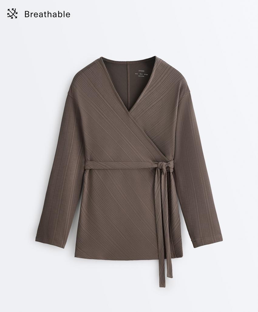 Длинный асимметричный пиджак с полосками из модала