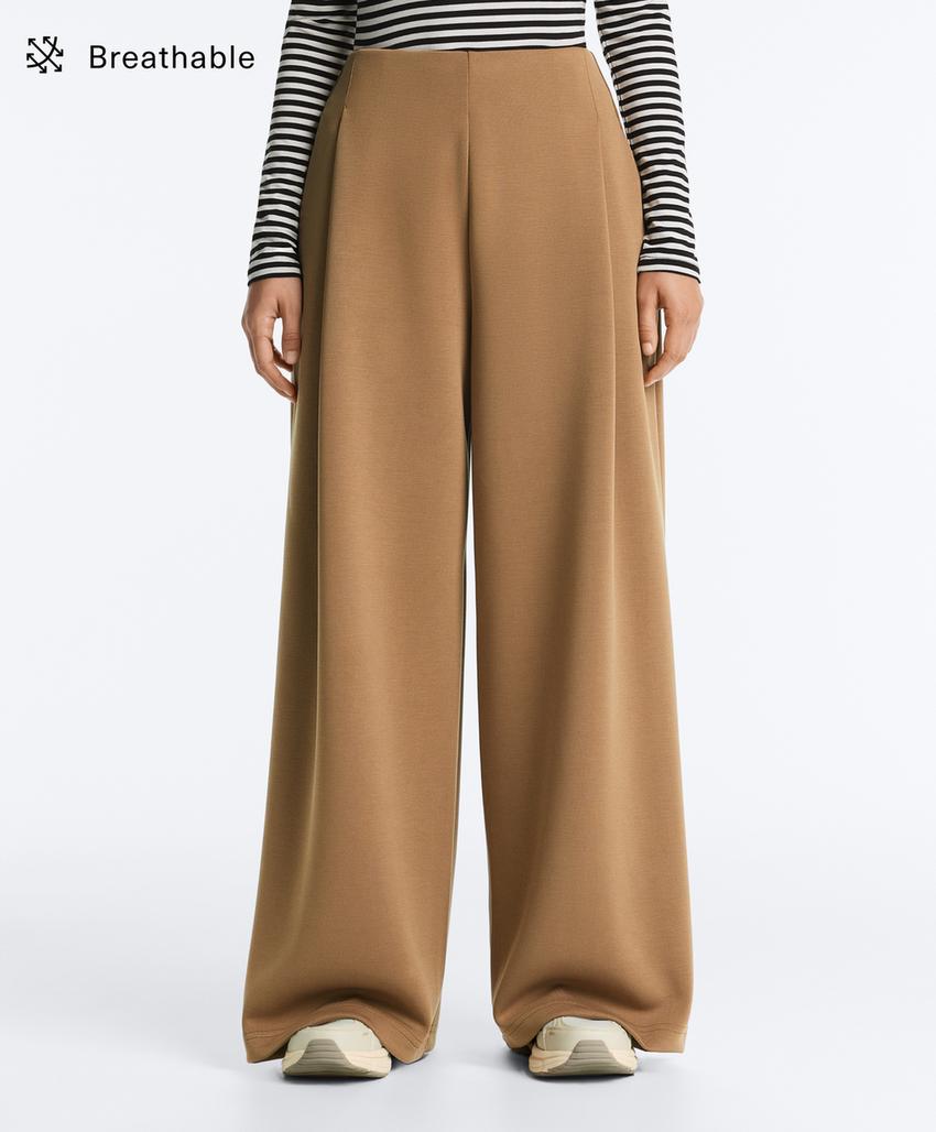 Брюки из твила с высокой посадкой и складками