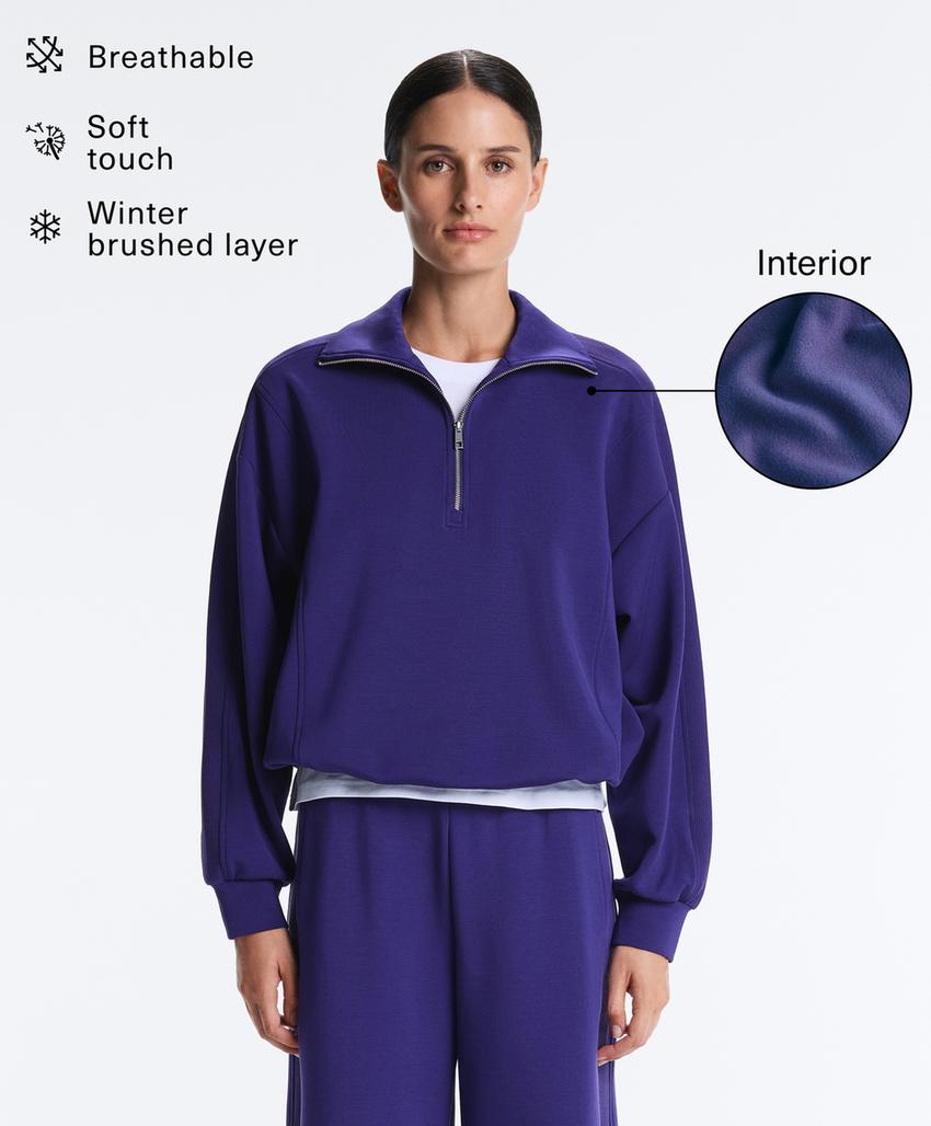 Свитшот с застежкой на половину с brushed modal