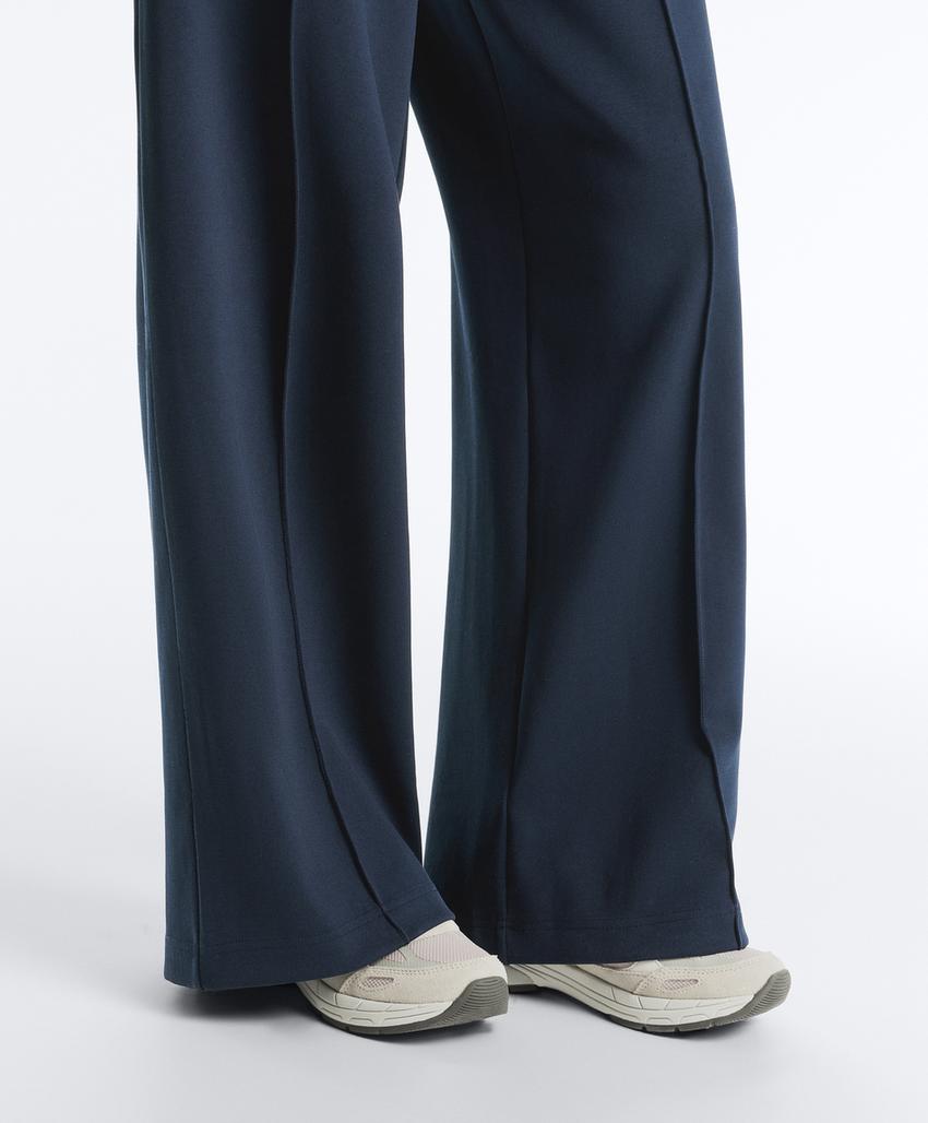 Прямые брюки пике из хлопка с контрастным Piping