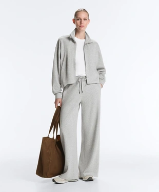 Прямые брюки из меланжевого пике- Заказать в России