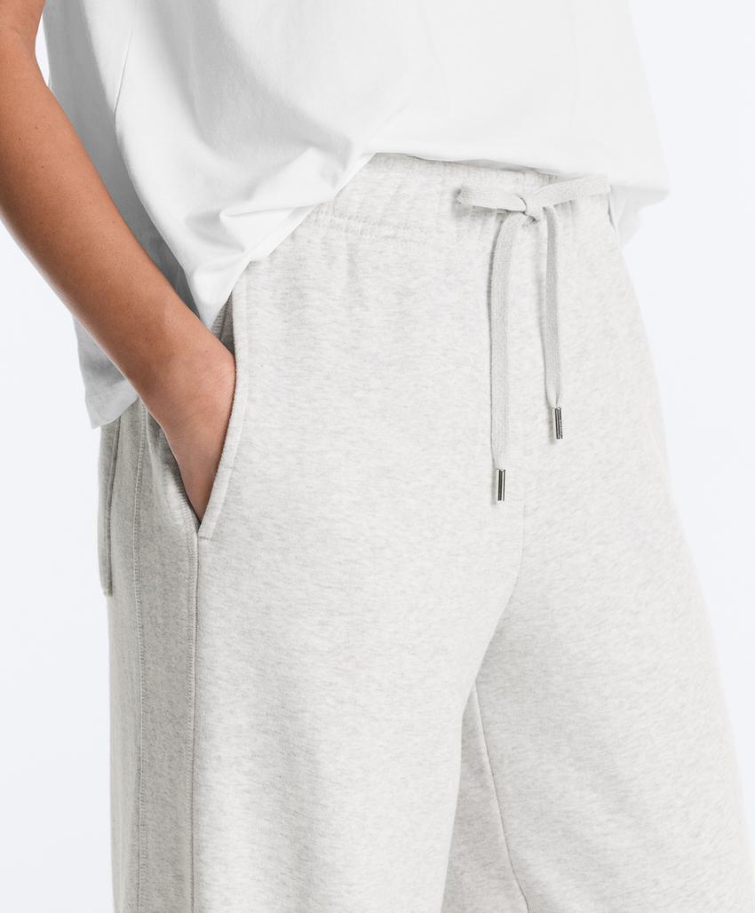 Длинные прямые брюки из меланжевого хлопка