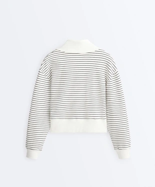 Куртка в полоску с воротником RIB из хлопка- Заказать в России