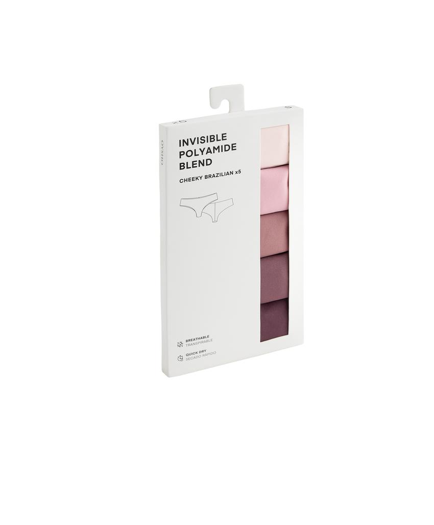 Набор из 5 бразильских трусиков из невидимого полиамидного микса