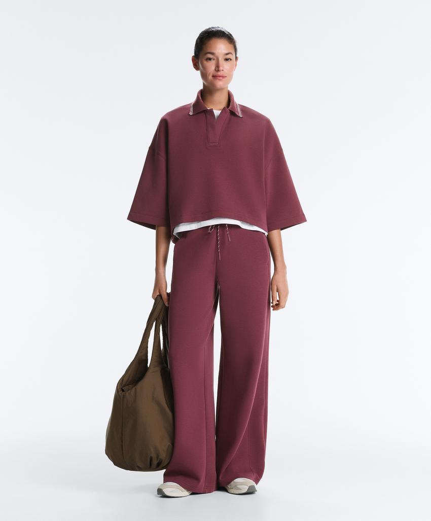 Толстовка поло, широкий рукав, пике, хлопок