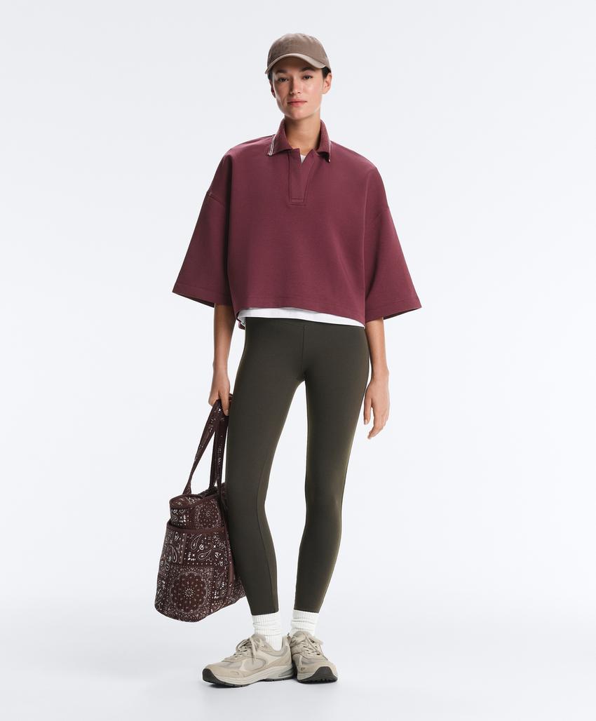 Толстовка поло, широкий рукав, пике, хлопок