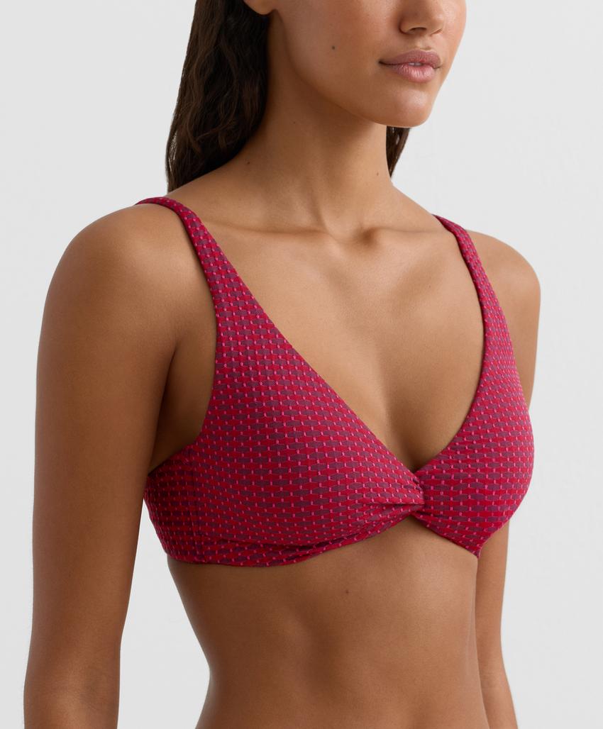 Бикини с геометрическим жаккардовым лифом на завязках