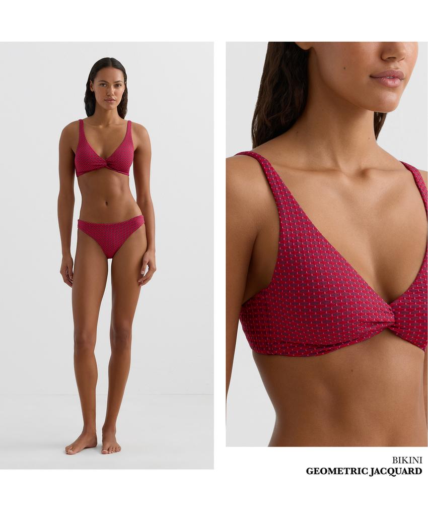 Бикини с геометрическим жаккардовым лифом на завязках