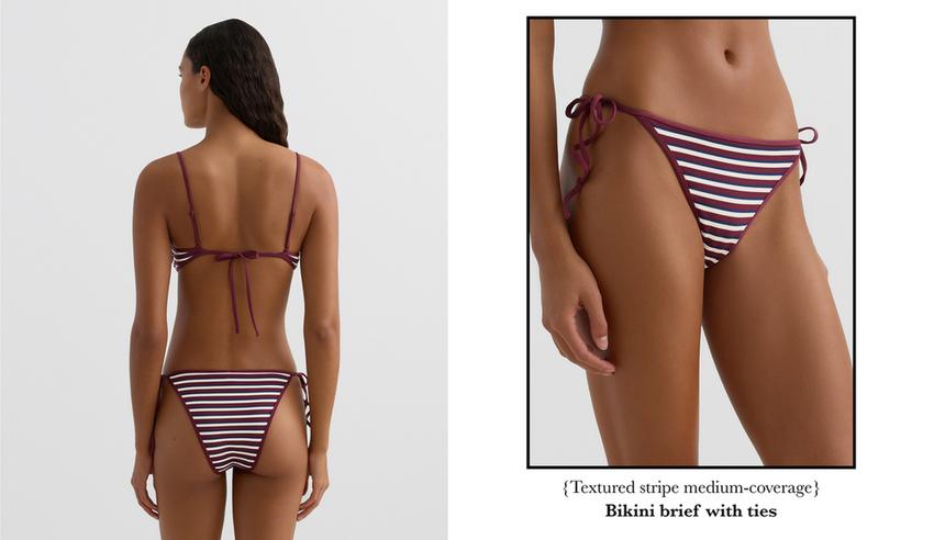 Текстурированные полосатые бикини среднего покрытия с завязками
