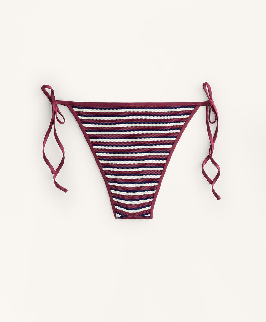 Текстурированные полосатые бикини среднего покрытия с завязками