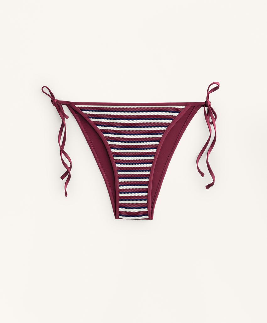 Текстурированные полосатые бикини среднего покрытия с завязками