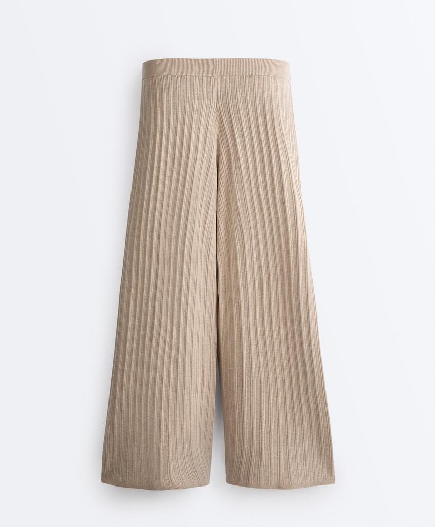 Прямые вязаные брюки в рубчик