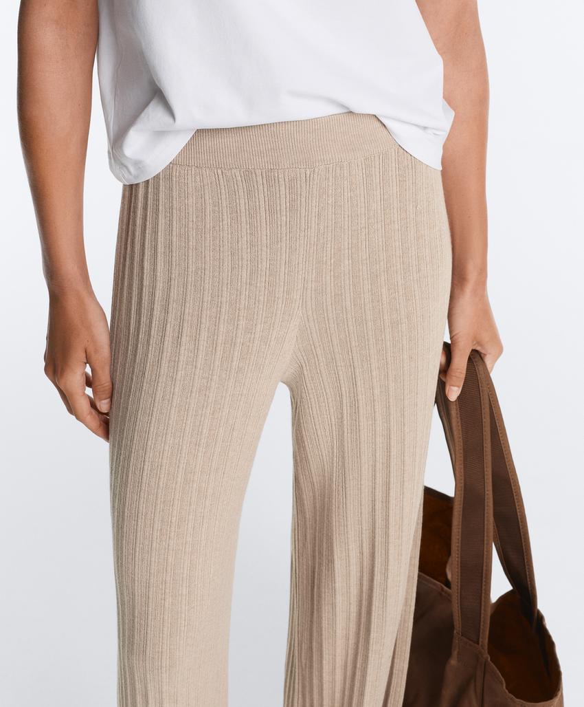 Прямые вязаные брюки в рубчик