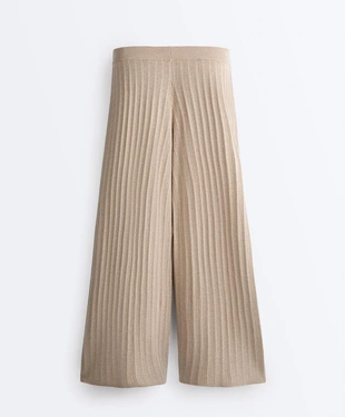 Прямые вязаные брюки в рубчик- Заказать в России