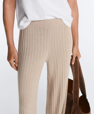 Прямые вязаные брюки в рубчик- Заказать в России