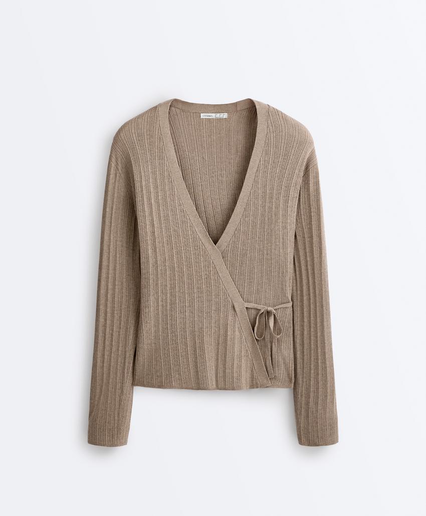 Вязаная куртка Rib с боковой завязкой