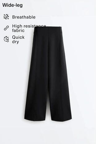 Широкие брюки HIGH RISE с эффектом неопрена- Заказать в России