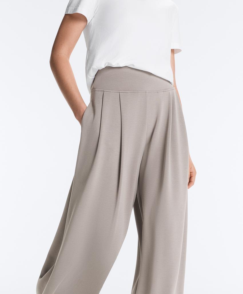 Широкие брюки с модалом и деталями под корсет