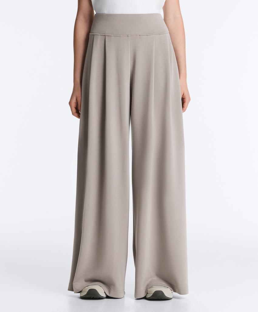 Широкие брюки с модалом и деталями под корсет