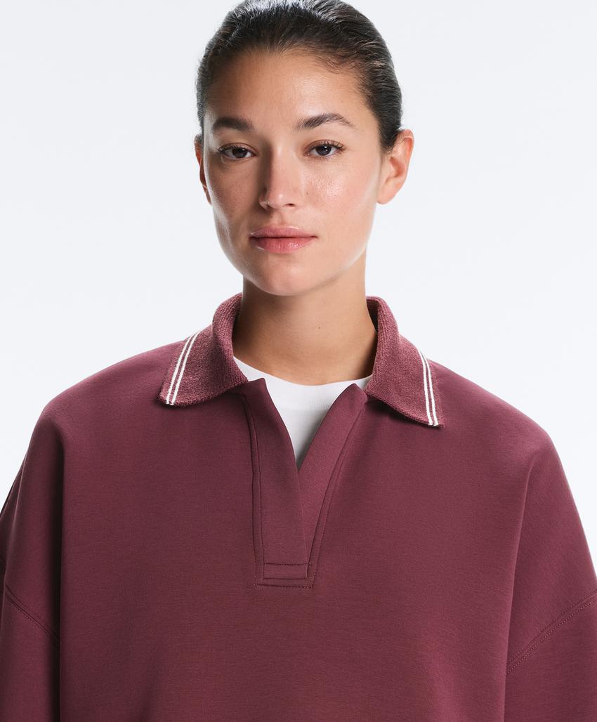 Поло с укороченным рукавом из широкого пике из хлопка