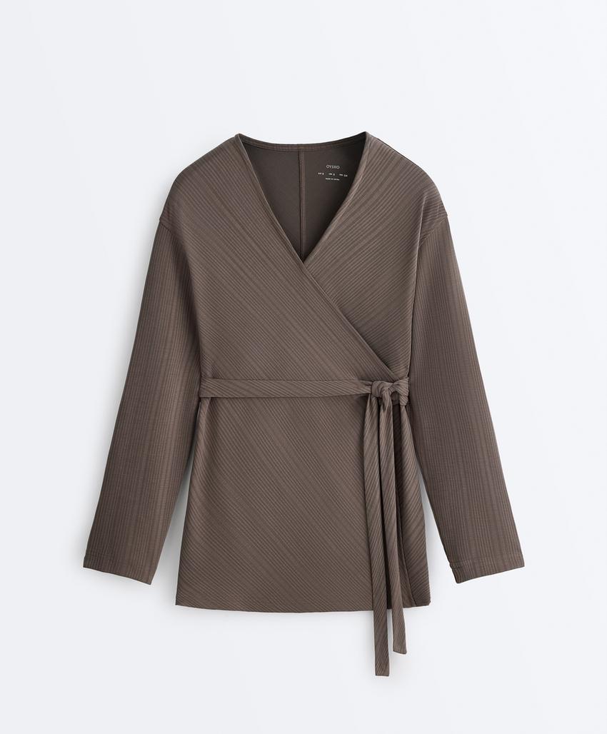 Длинный асимметричный жакет с полосками из модала