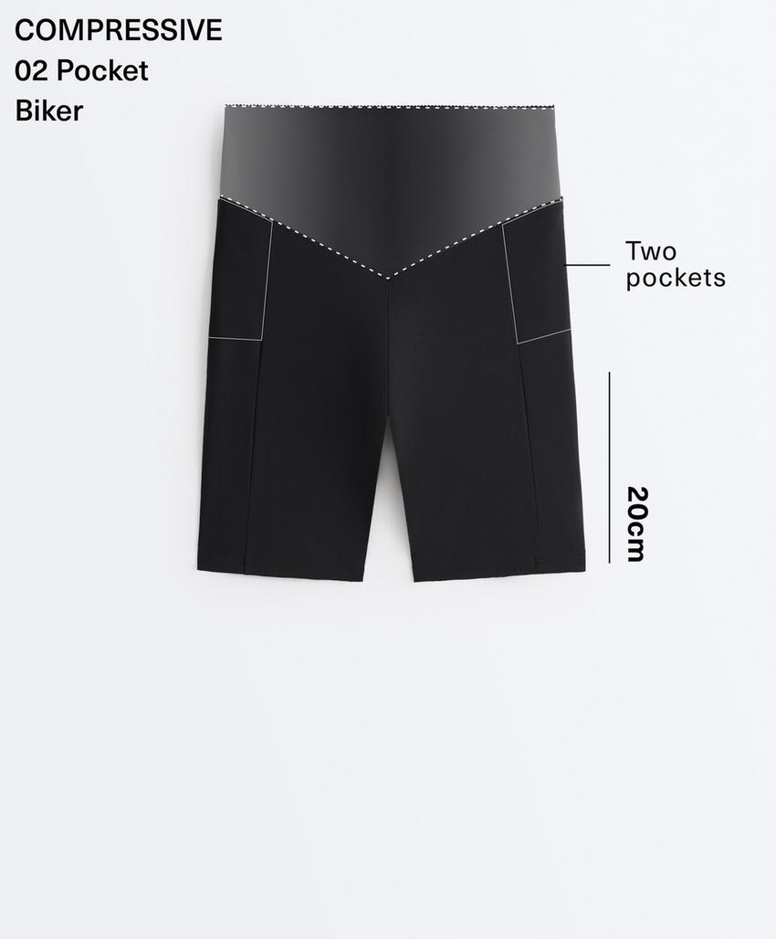 Лосины для велосипеда с высокой талией и карманами, 20 см